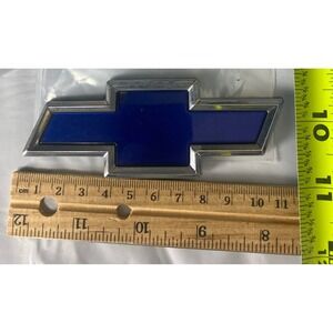 Chevrolet Blue Bowtie Emblem Badge Logo Chrome Trim 4.5 Inch Adhesive Backed